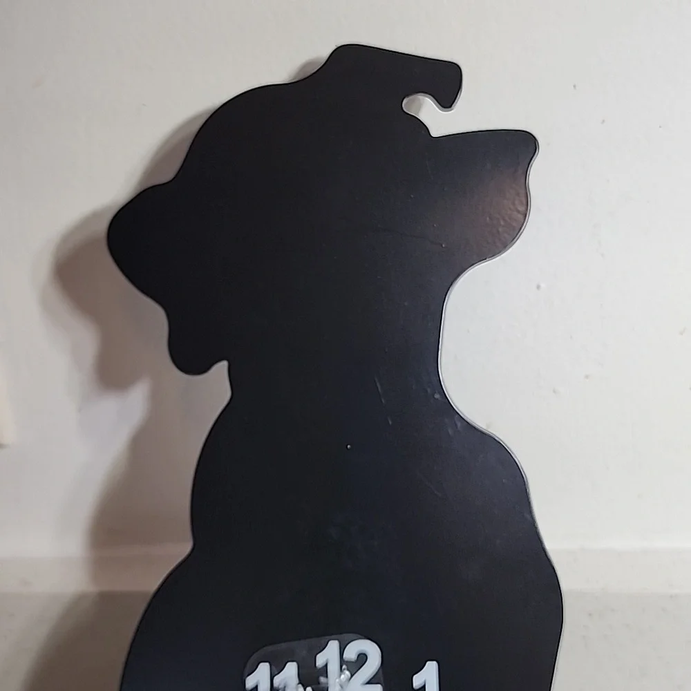 Black Metal Dog Silhouette Wall Clock New  Wagging Pendulum Tail
